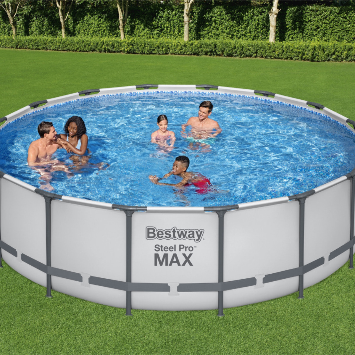 Bestway Piscine hors sol tubulaire ronde Bestway Steel Pro Max 488 x 122 cm gris clair