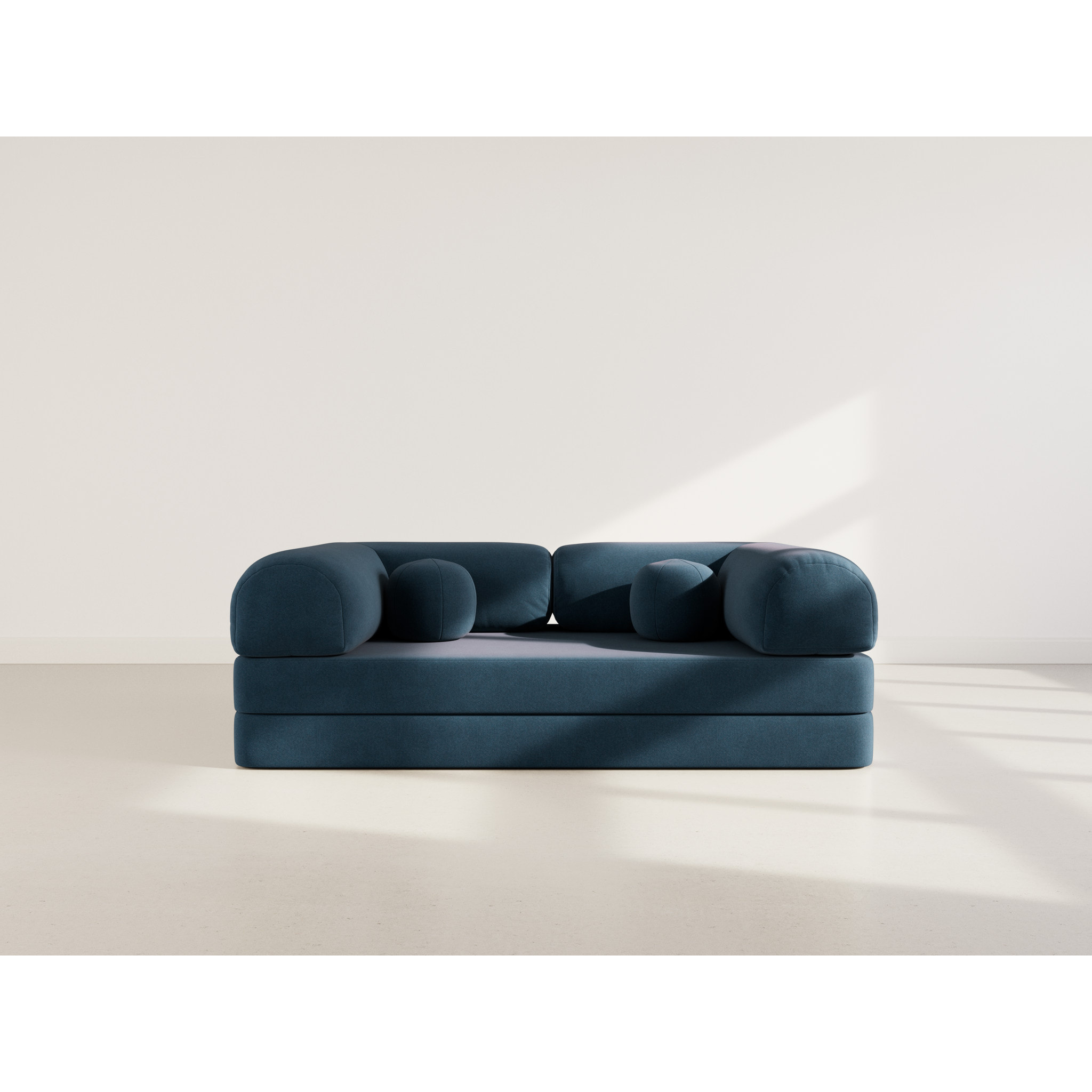 Nebula - Canapé 3 places convertible en velours texturé - Bleu