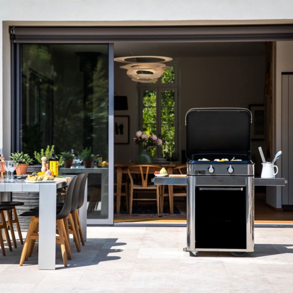 Plancha gaz ENO Combo Enosign 65 Inox et Noir sur chariot, 56x40 cm