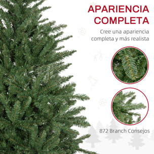 Árbol de Navidad 180 cm Árbol de Navidad Artificial con 310 Luces LED 872 Ramas y Soporte de Metal Árbol Navideño para Salón Interior Verde