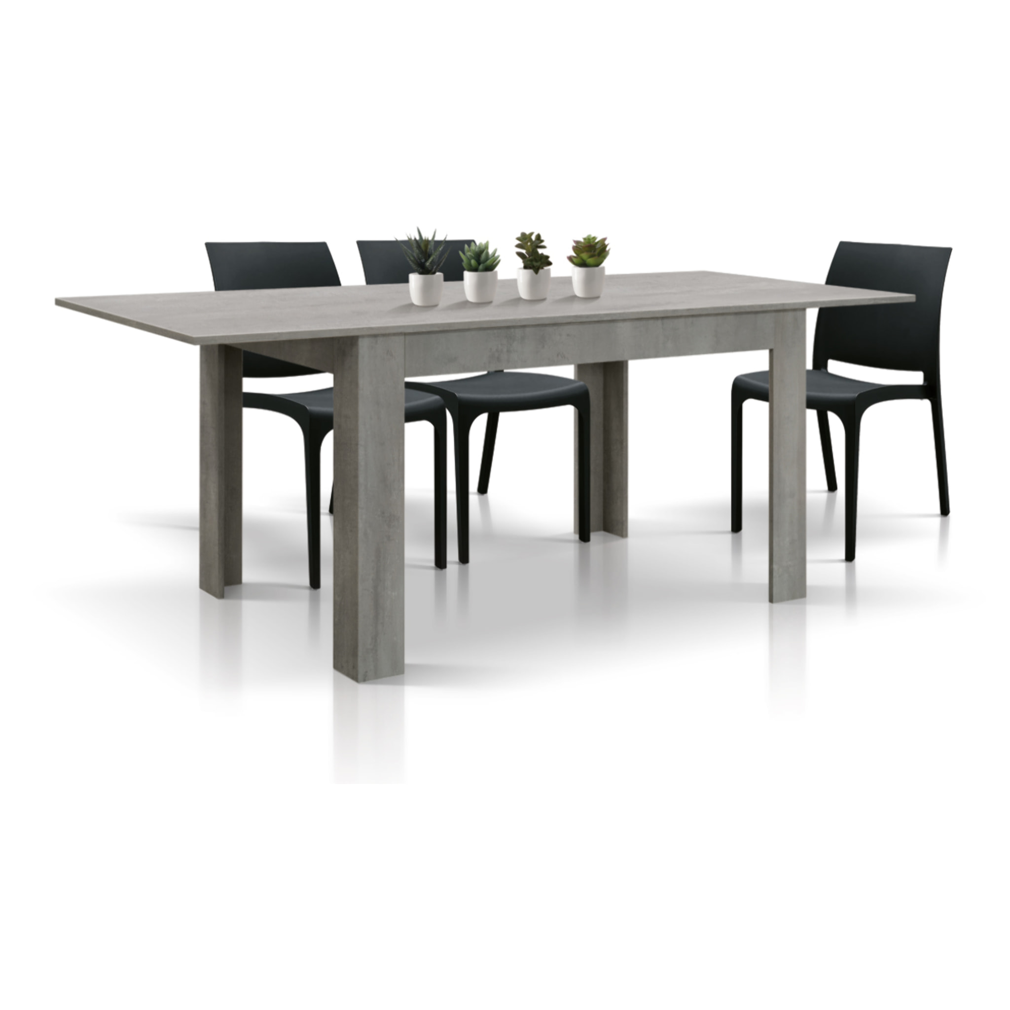 Tavolo LIPARI in legno finitura grigio cemento, allungabile 140×90 cm – 220×90 cm