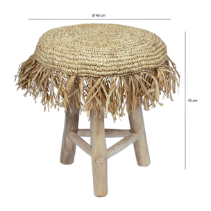 Tabouret en teck et en jute   TILOS