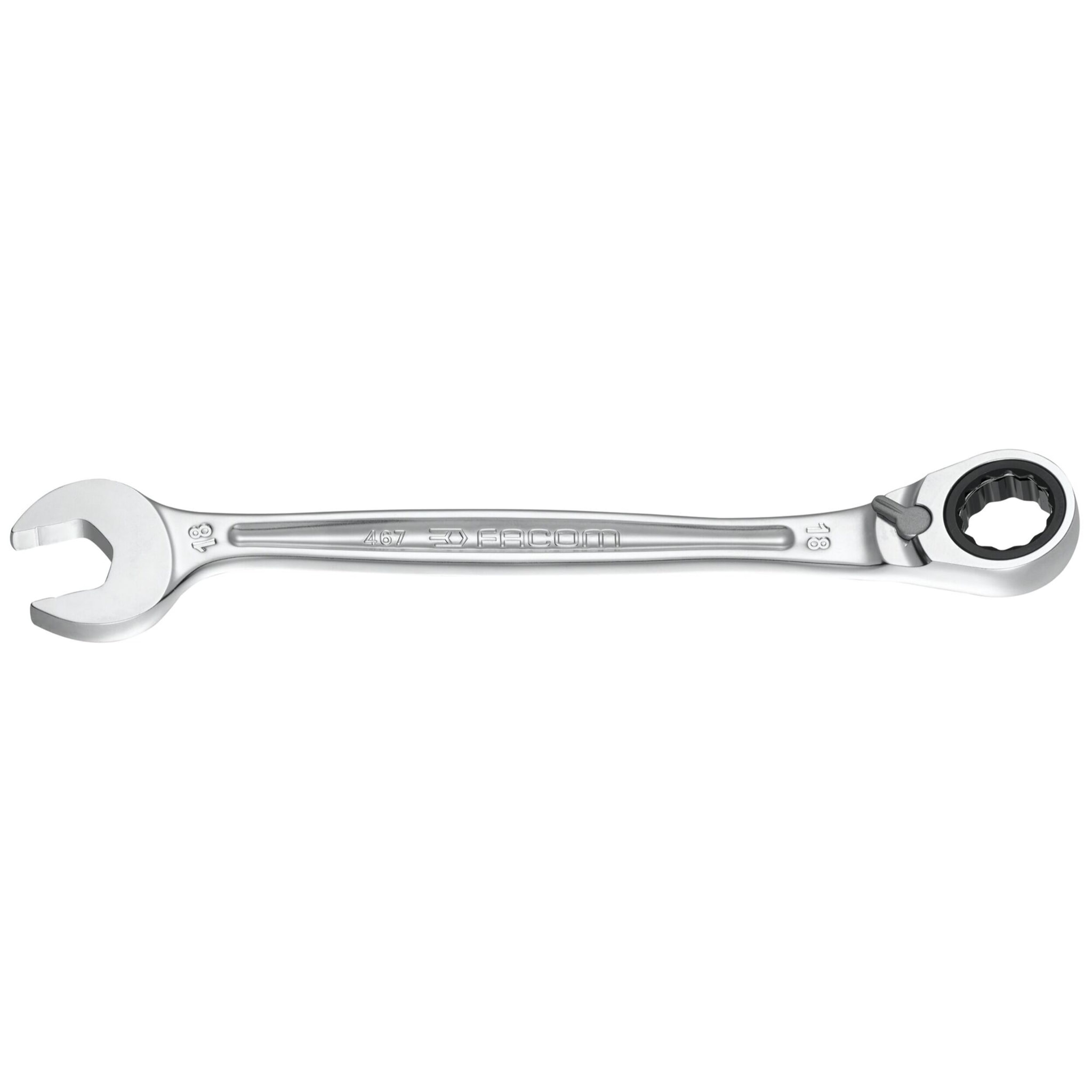 FACOM Clé Mixte à Cliquet Plate 11 mm - 467B.11 - Compact Et Réversible Par Levier