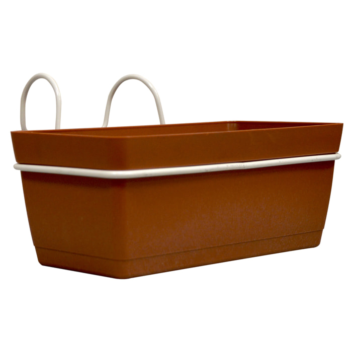 3 jardineras l 22 cm con ganchos, de polipropileno terracota
