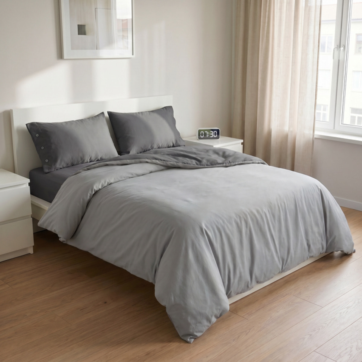 Parure copripiumino singolo in cotone bicolore morbido e traspirante, set sacco copripiumino con federa, design semplice ed elegante, tessuto resistente e certificato OEKO-TEX, facile da lavare, comfort naturale per uso quotidiano