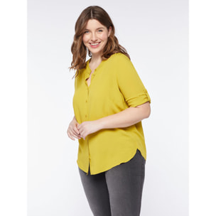 Fiorella Rubino - Camisa fluida de viscosa elaborada - Amarillo