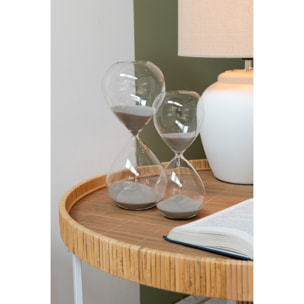 J-Line décoration sablier - verre/sable - gris - small