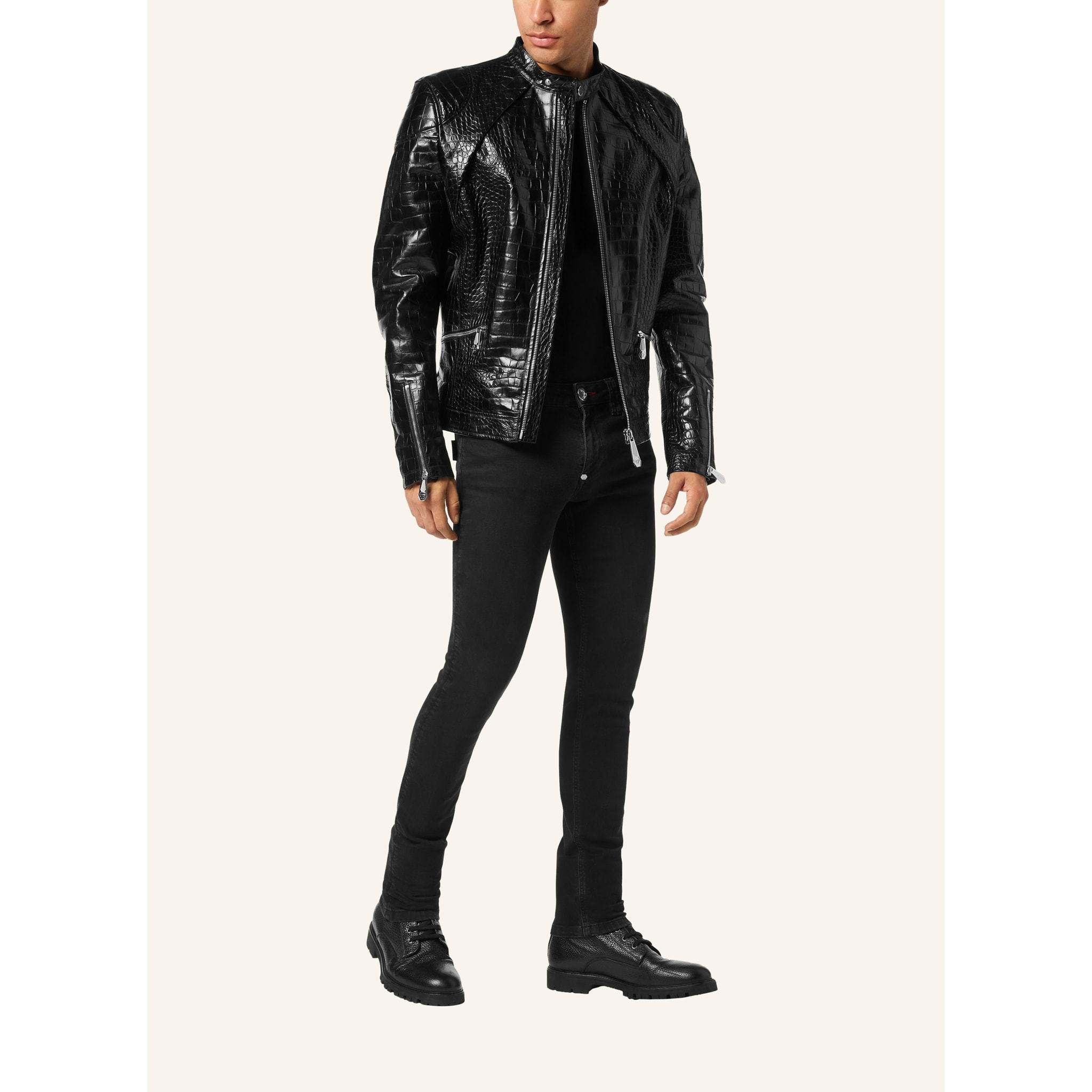 PHILIPP PLEIN Chaqueta Moto de cuero COCCO