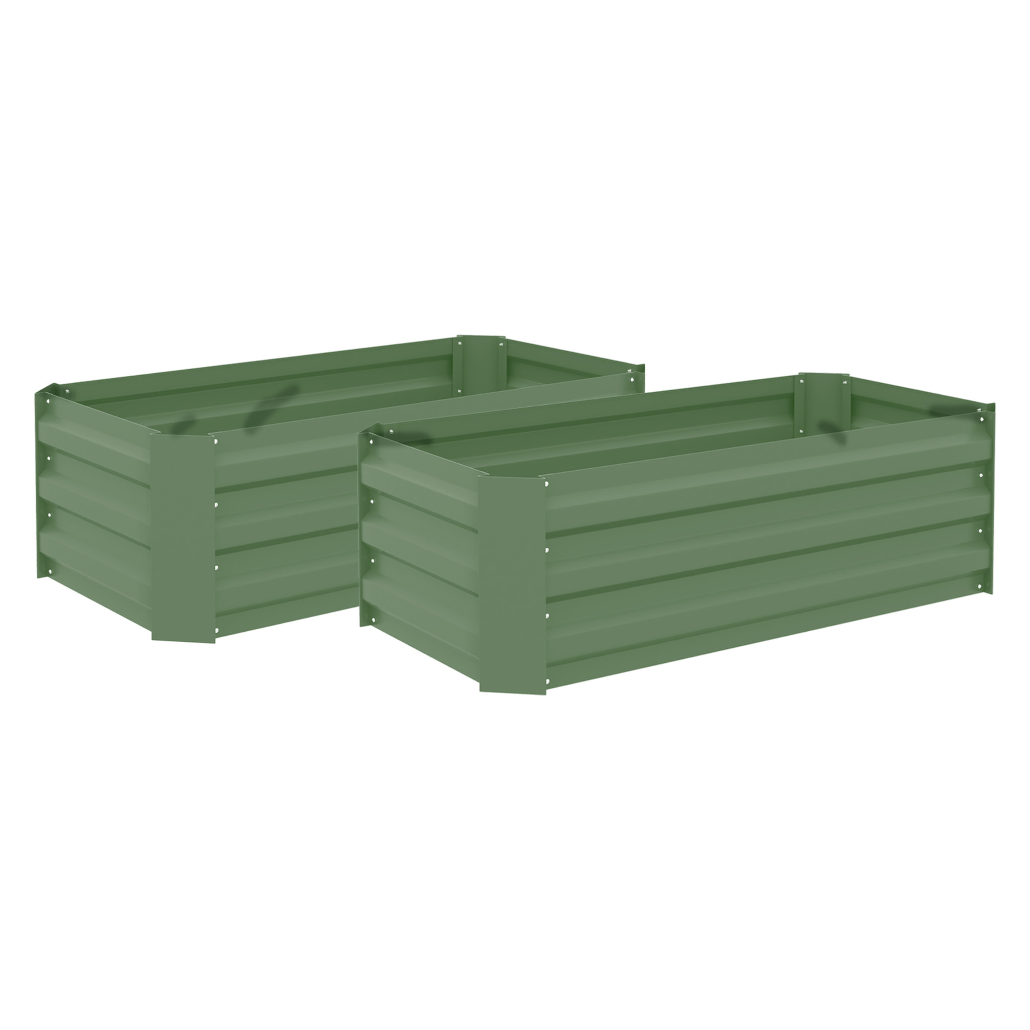 Lot de 2 carrés potager de jardin dim. 100L x 50l x 30H cm tôle d'acier ondulée vert