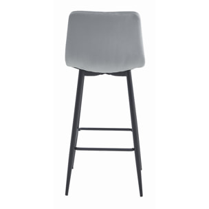 Set di 2 sgabelli bar NADO in velluto grigio argento e metallo