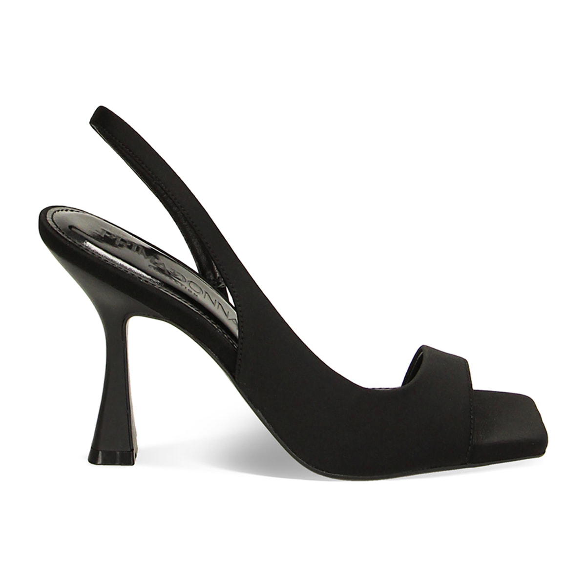 Sandali neri in lycra, tacco 9,7 cm