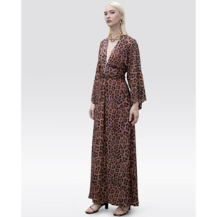 Abito lungo con stampa animalier