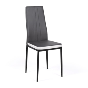Chaises Jodie imitation cuir et pieds métal - Gris - blanc
