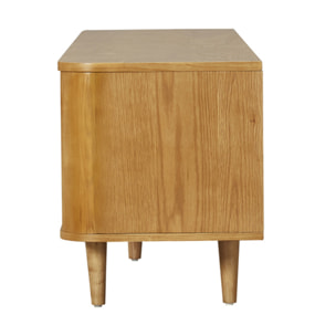 Milazzo - meuble tv - bois plaqué chêne et cannage - 4 niches et 2 portes - 180 cm - Bois