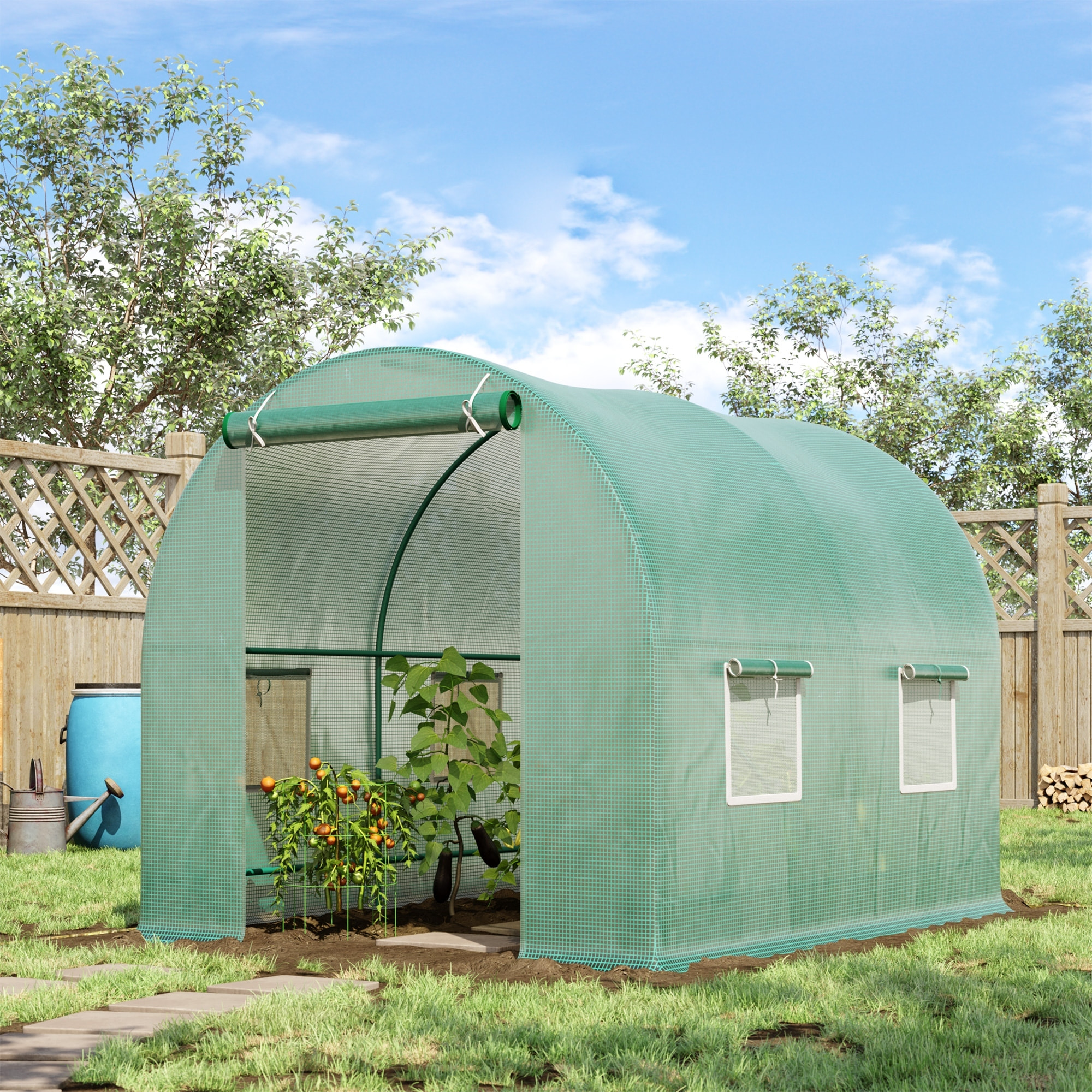 Serre de jardin tunnel 5 m² acier renforcé PE haute densité vert