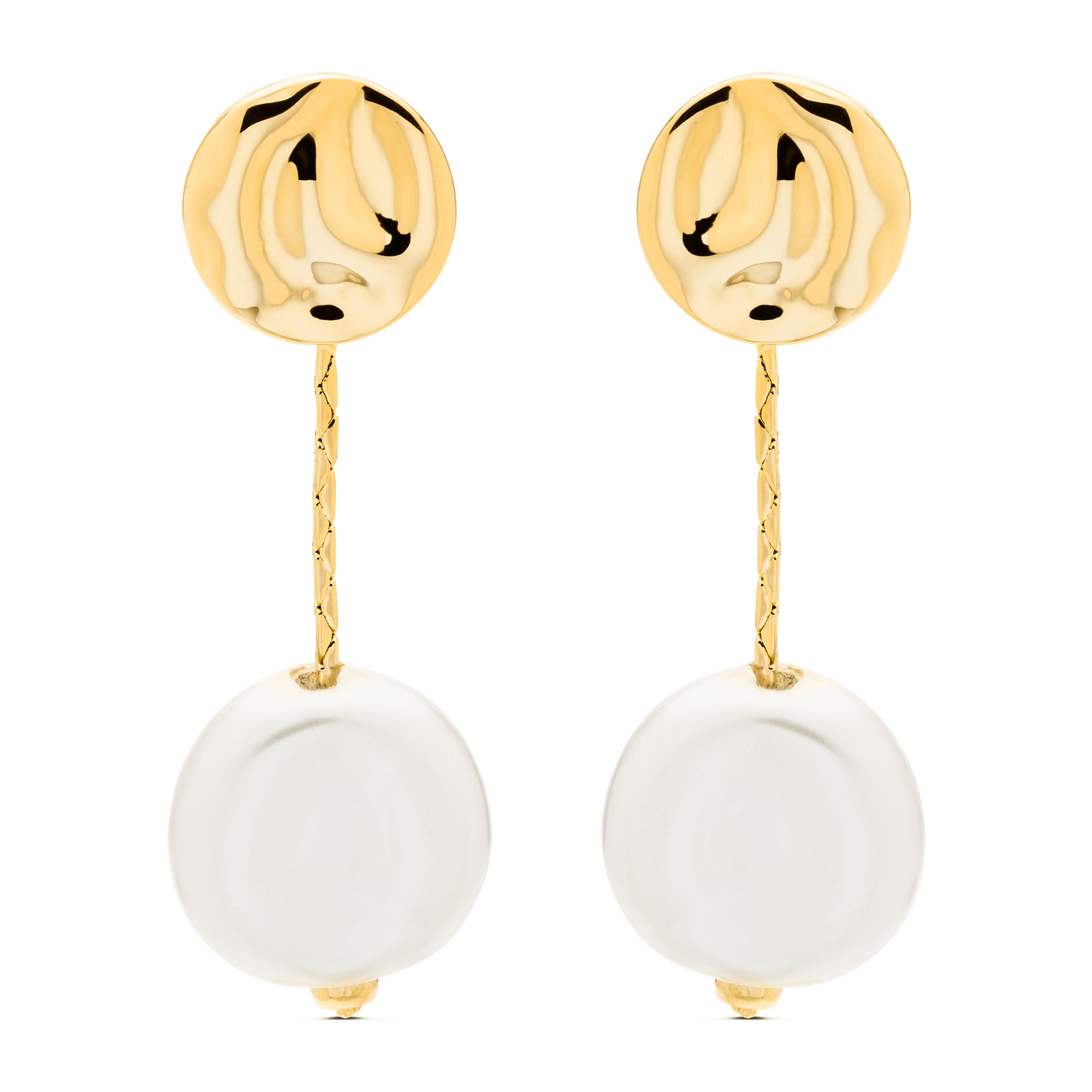 Pendientes de Perla Blanca acabados en oro amarillo de 18K