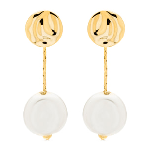 Pendientes de Perla Blanca acabados en oro amarillo de 18K