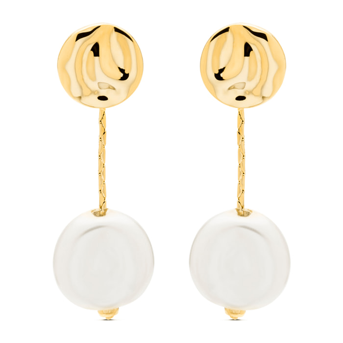 Pendientes de Perla Blanca acabados en oro amarillo de 18K