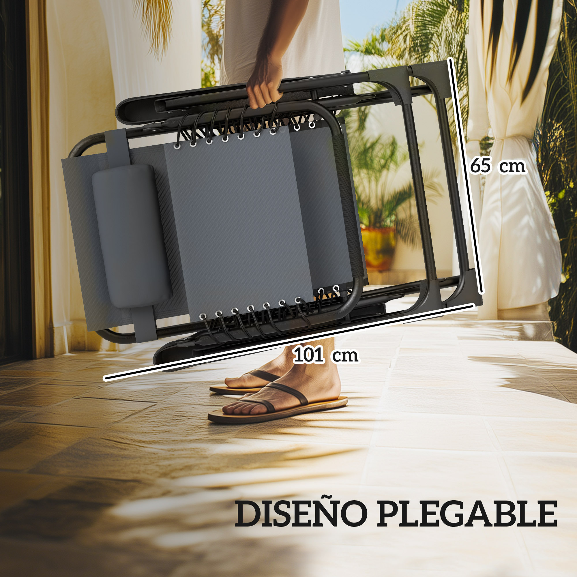 Set de 2 Tumbonas Jardín Exterior Plegables con Mesa Auxiliar Portavasos Tumbonas de Gravedad Cero con Respaldo Ajustable Reposabrazos Extraíble para Patio Piscina Terraza Exterior Gris