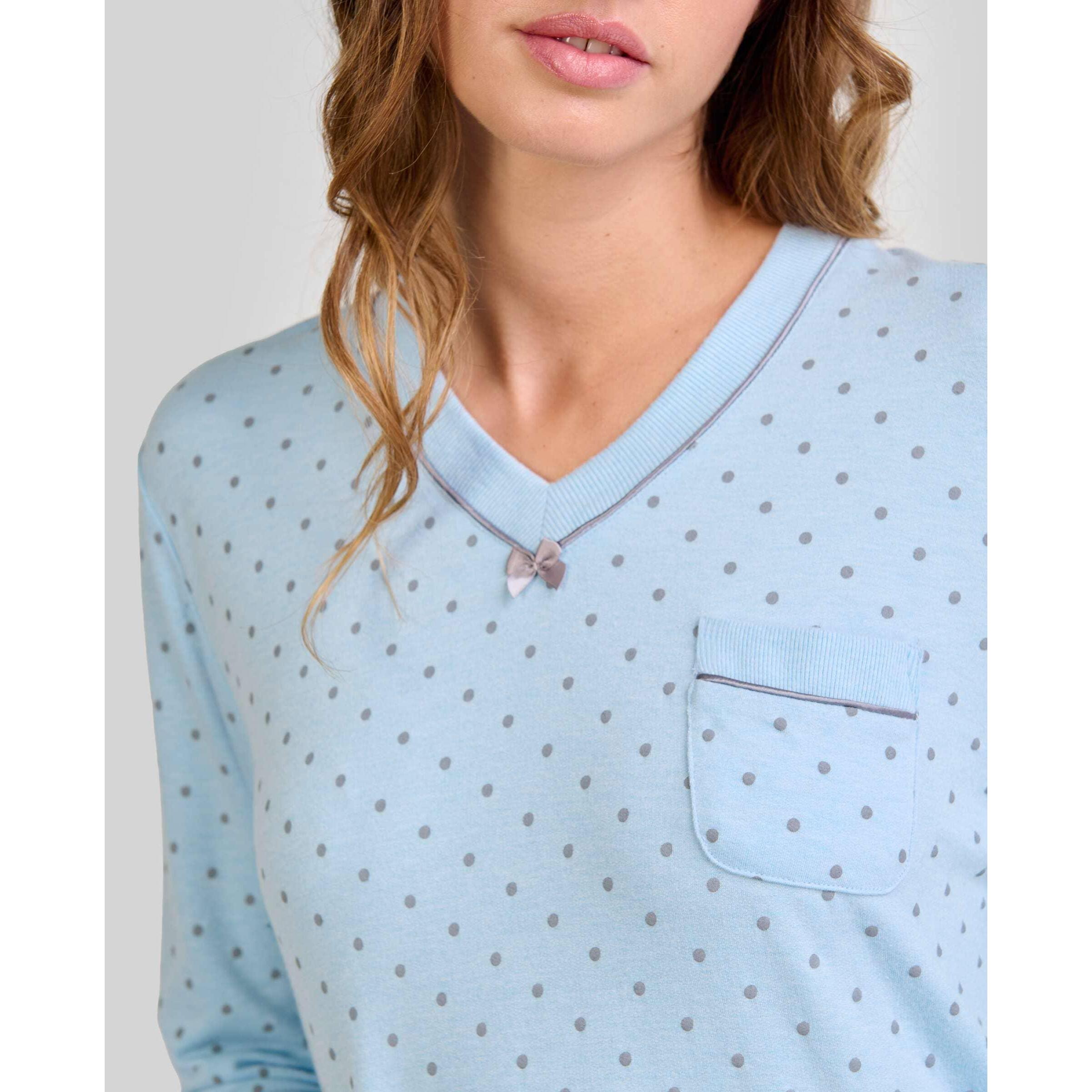 Camisón mujer tejido vigoré estampado escote en pico y puños elásticos y manga larga