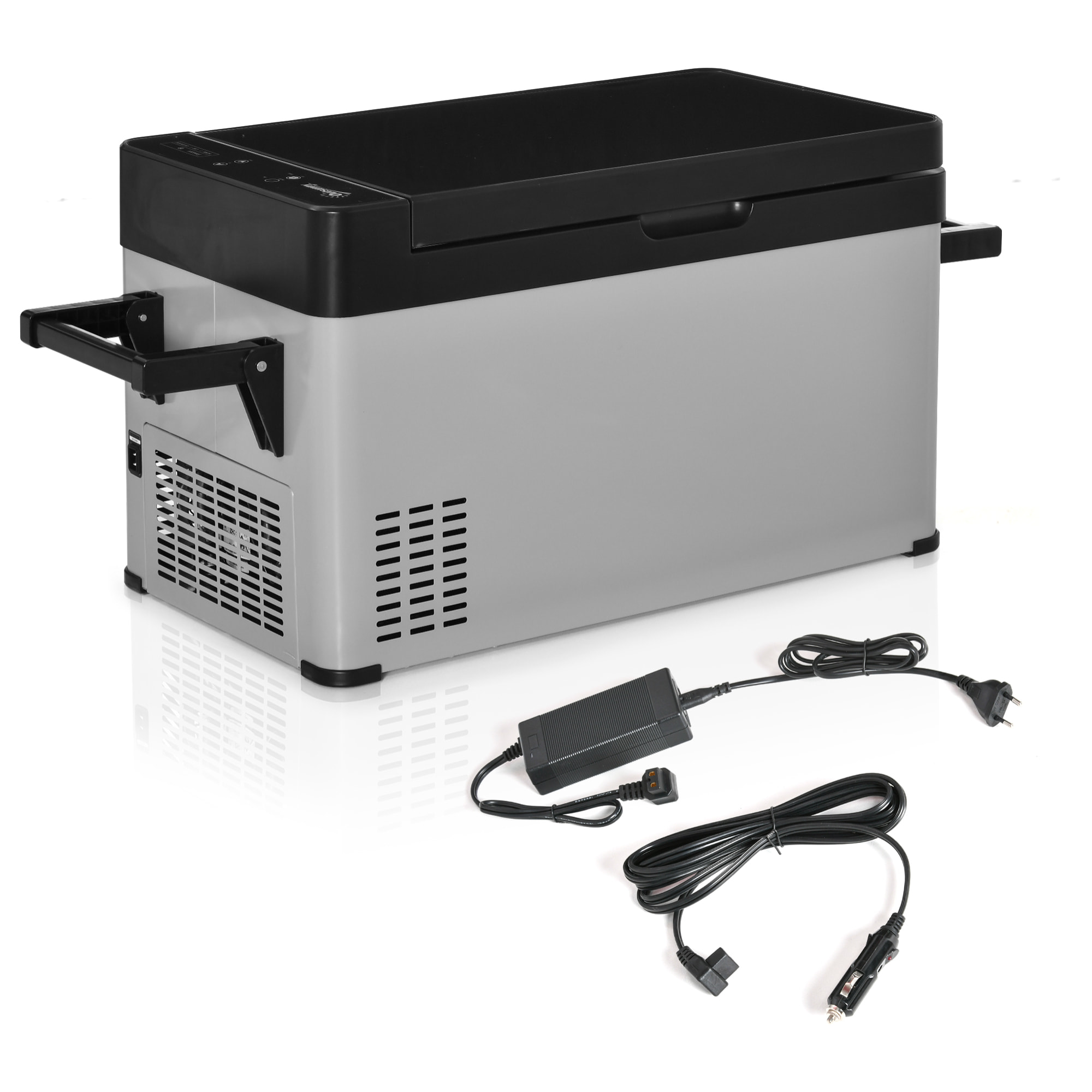 Nevera Portátil Compresor 40L Congelador de Coche 12/24V CC hasta -22 ℃ con Pantalla Táctil y Asas Plegables para Barco Camión 67,2x36x40,5 cm Gris y Negro