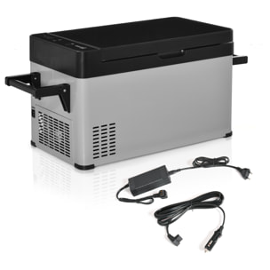 Nevera Portátil Compresor 40L Congelador de Coche 12/24V CC hasta -22 ℃ con Pantalla Táctil y Asas Plegables para Barco Camión 67,2x36x40,5 cm Gris y Negro
