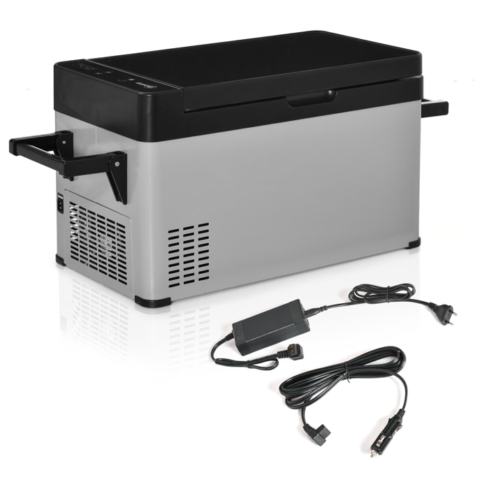 Nevera Portátil Compresor 40L Congelador de Coche 12/24V CC hasta -22 ℃ con Pantalla Táctil y Asas Plegables para Barco Camión 67,2x36x40,5 cm Gris y Negro