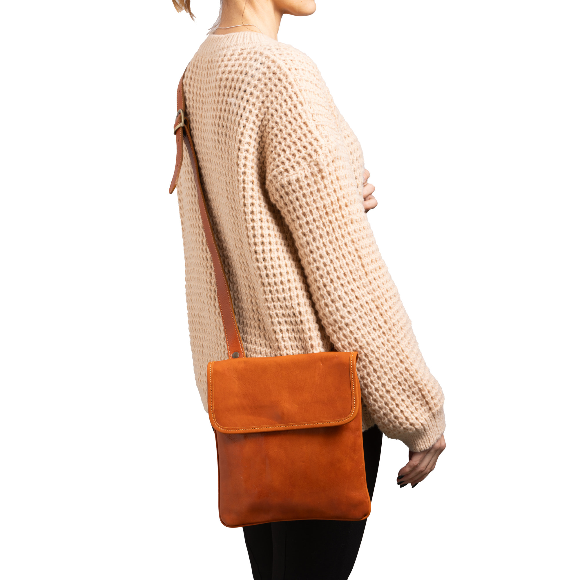 Borsa a tracolla  da uomo In Vera pelle Made in Italy 25x23x4 cm