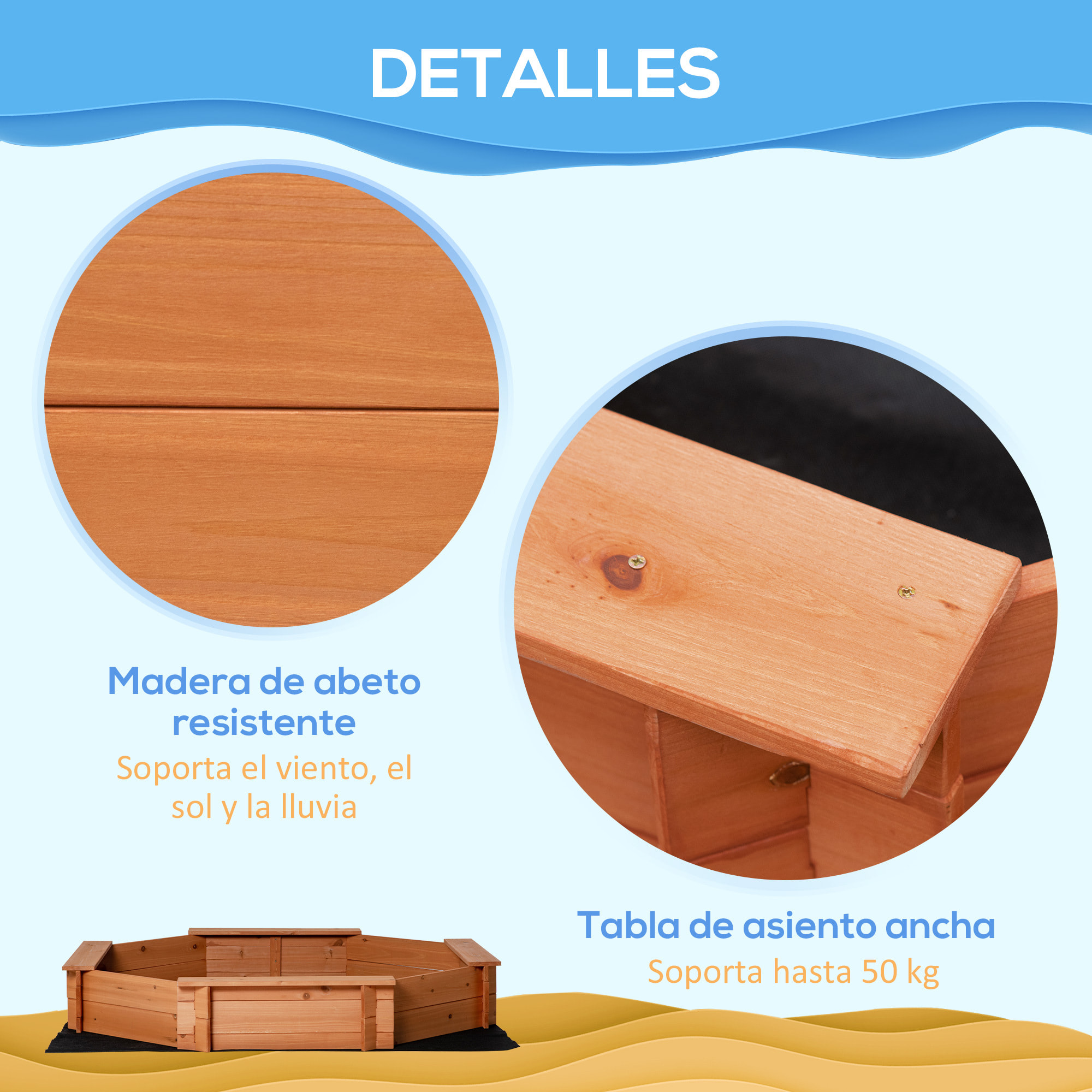 Arenero de Madera para Niños Arenero Infantil Octágono con Cubierta de Poliéster y Tela no Tejida Juego para Niños de 3-8 Años para Patio Jardín 139,5x139,5x21,5 cm Rojo y Azul