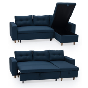 Canapé d'angle convertible WADE 3 places bleu