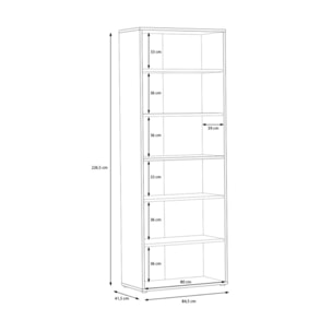 Etagère 5 plateaux 85 cm de large en décor bois chêne - GOTHAM