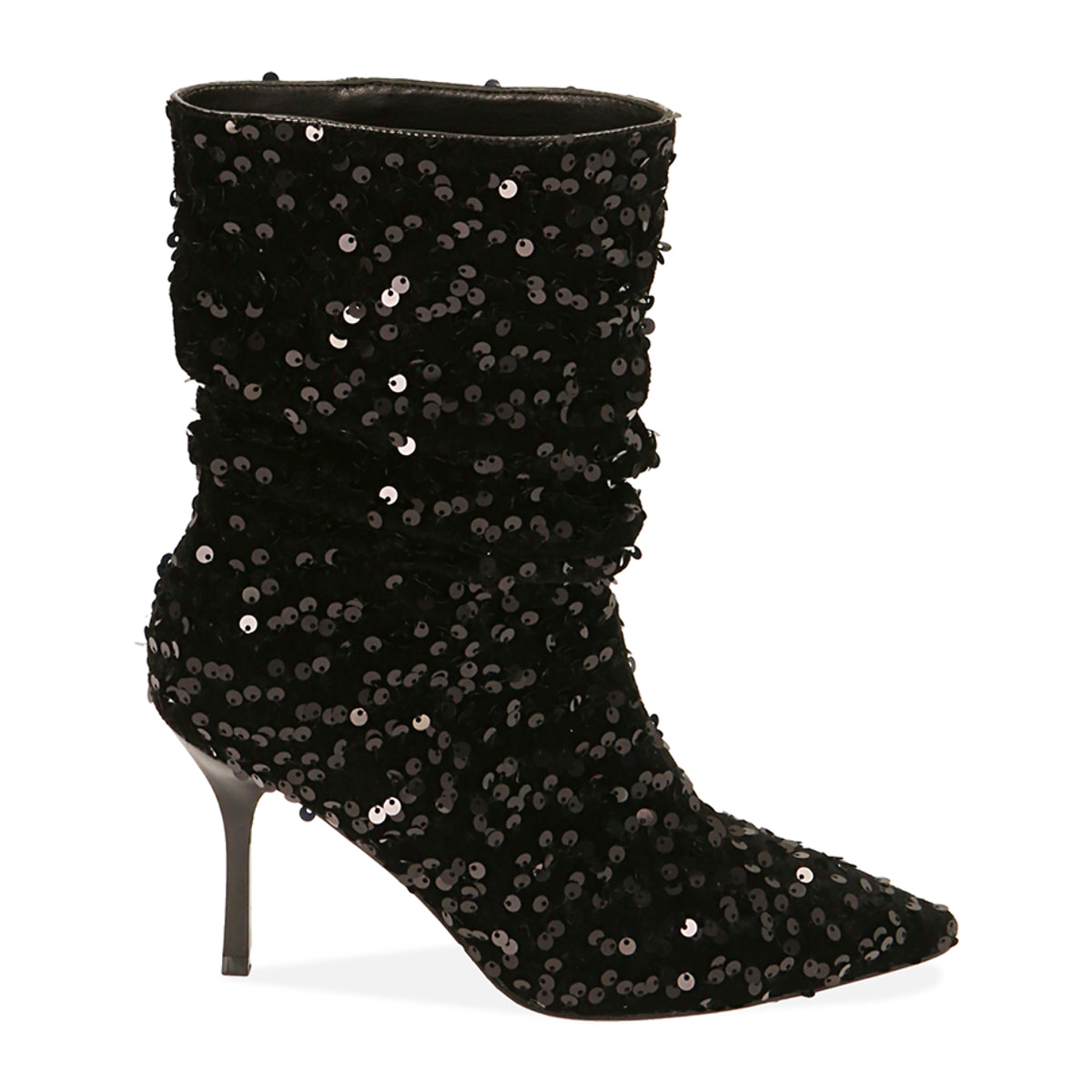 Botines negros con lentejuelas, tacón 8,5 cm