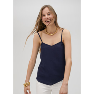 Top con spalline e strass