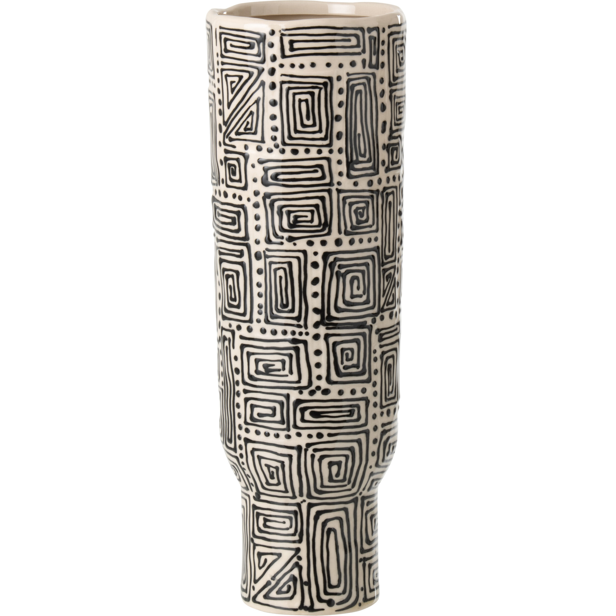 J-Line Vase Motif - céramique - blanc cassé/noir - large