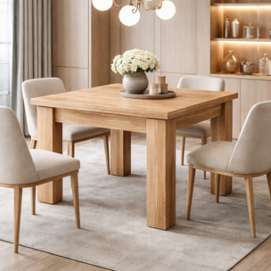 Tavolo Allungabile Moderno Gambe Spesse Design Minimal Meccanismo Centrale Estensibile Ideale Per Cucina Sala da Pranzo 90 x 90 / 180 x 90 Cm Rovere