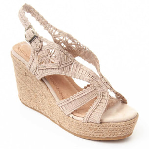 Sandalia de cuña 12 cm beige