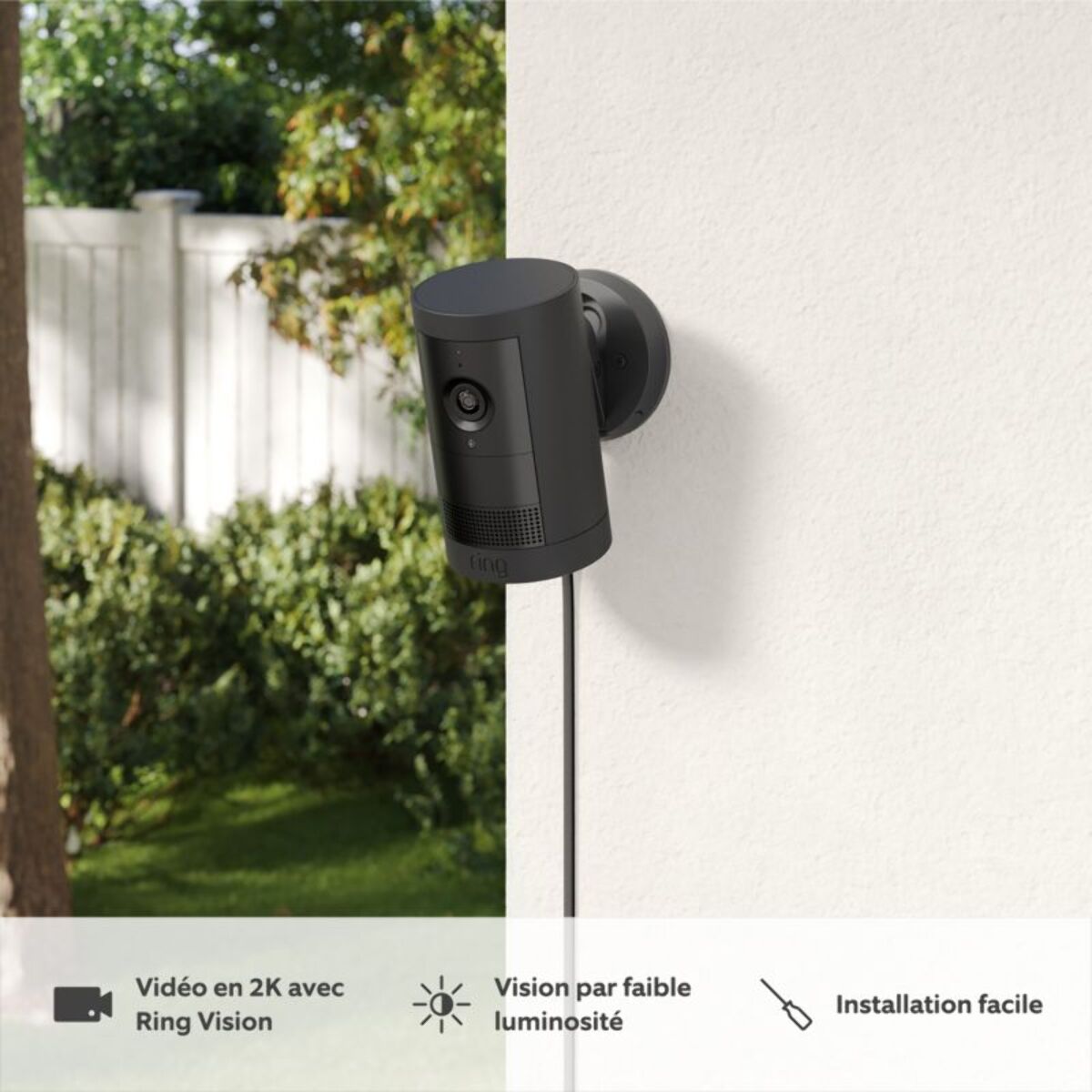 Caméra de surveillance RING Cam Plus - Plug-in - Noire