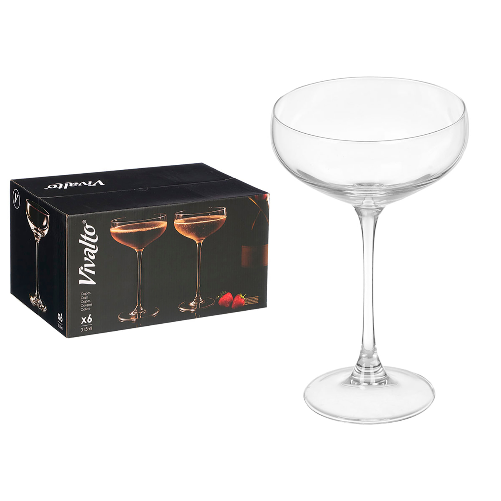 Confezione da 6 flute da champagne vintage 315ml