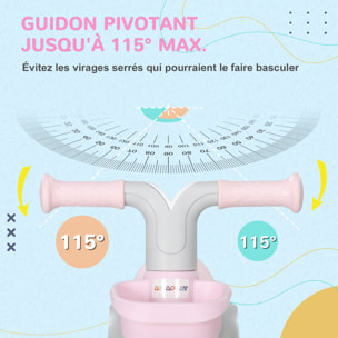 Draisienne enfant 4 roues évolutive - porteur - selle réglable, guidon ergonomique - cadre alu roues EVA rose