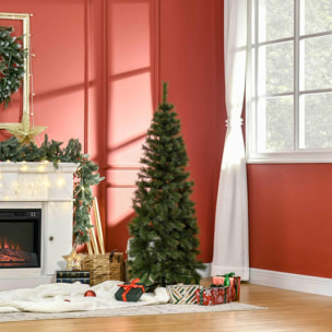 HOMCOM Árbol de Navidad Artificial 150 cm Ignífugo con 367 Ramas Hojas de PVC Apertura Automática Base Plegable y Soporte Metálico Decoración Navideña para Interiores Verde