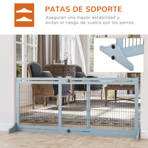 Barrera de Seguridad para Perros Extensible Barrera para Perros en Casa de Madera para Puerta Escalera Pasillo 104-183x36x69 cm Gris