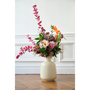 Milan – Vase décoratif rayé jaune en céramique
