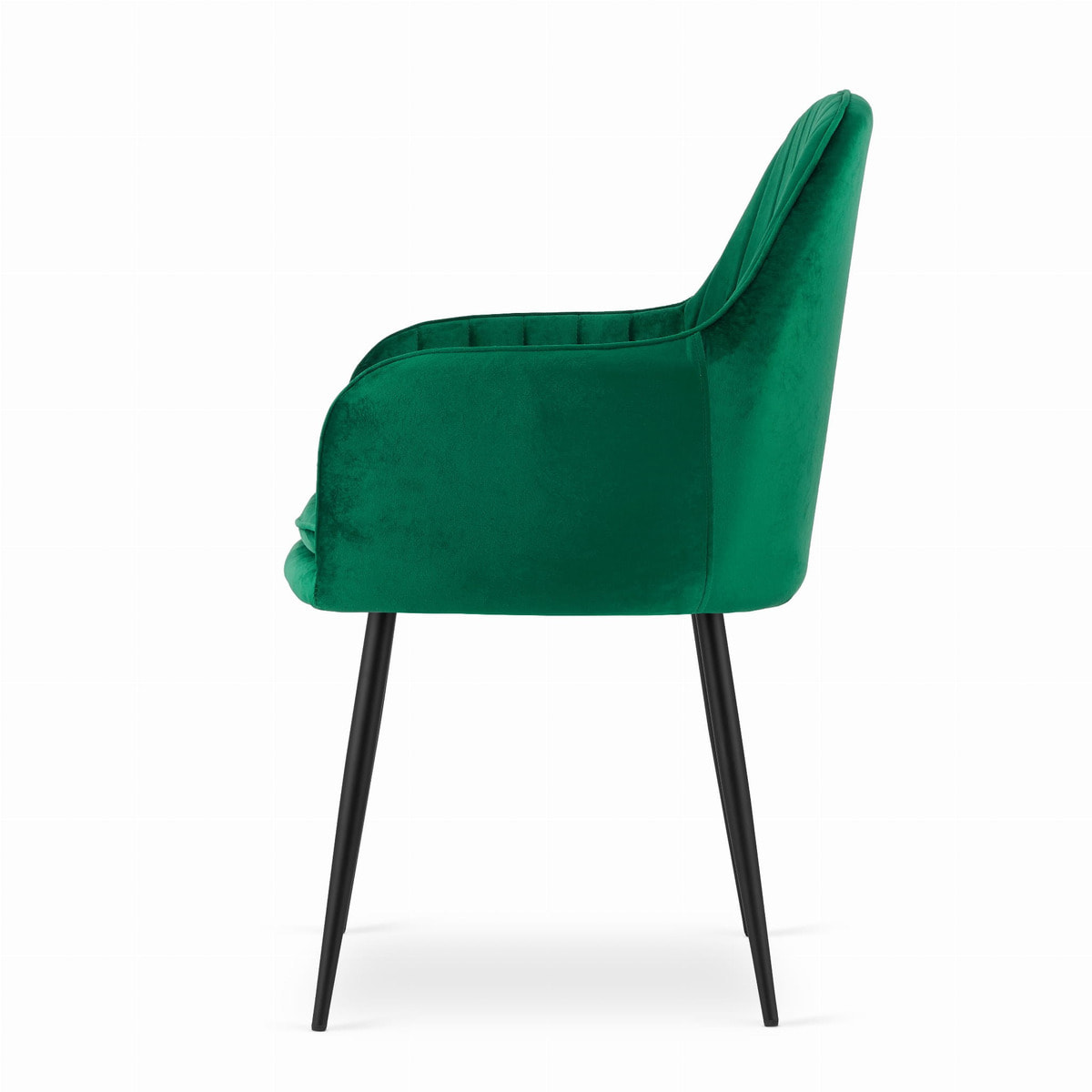 Sedia di design Lugo in velluto verde con gambe nere
