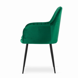 Sedia di design Lugo in velluto verde con gambe nere