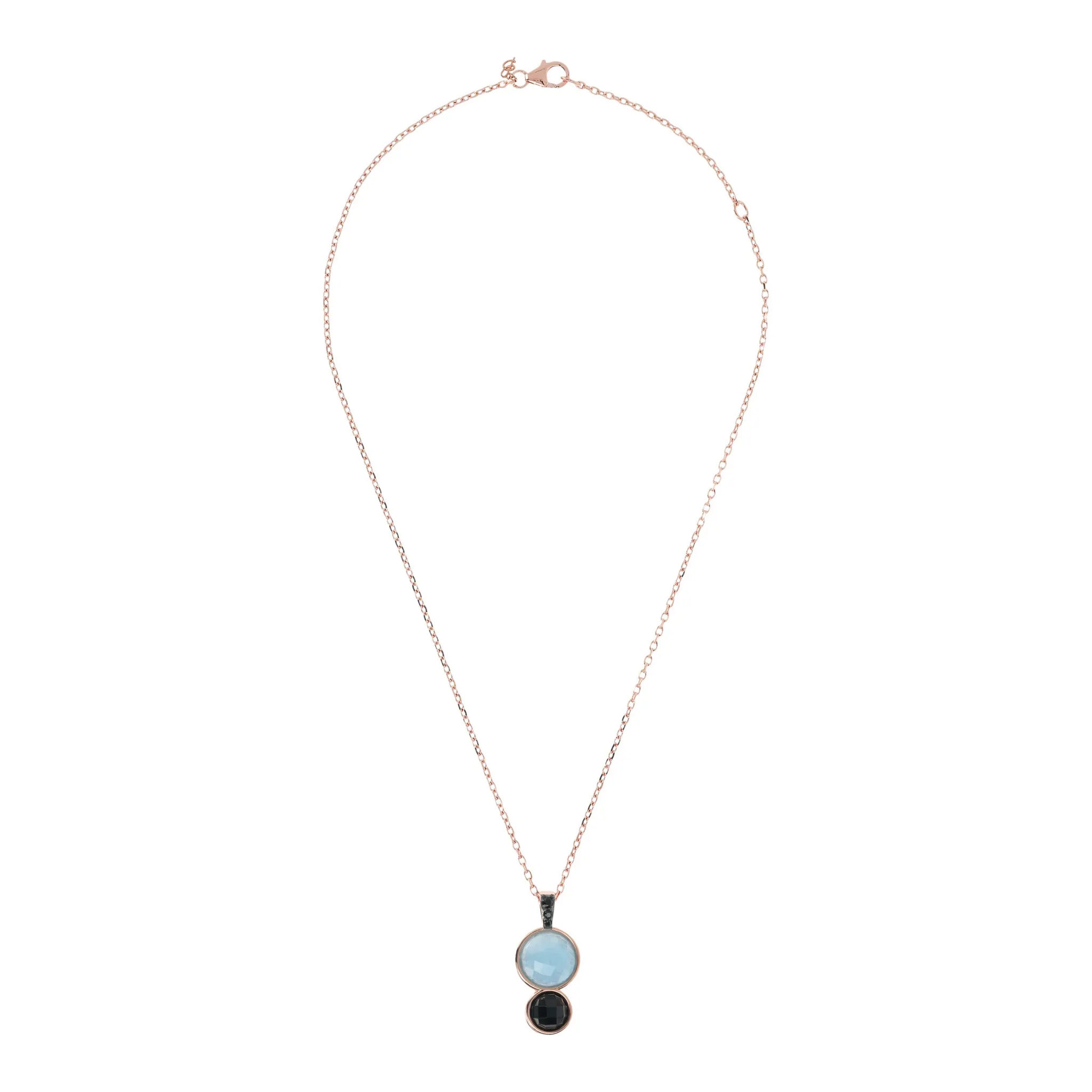 Collana Catena Forzatina con Pendente Graduato in Quarzo Rosa e Pavé