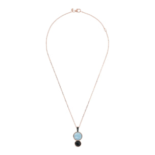 Collana Catena Forzatina con Pendente Graduato in Quarzo Rosa e Pavé