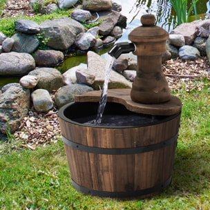 Fuente de Agua de Madera Fuente de Jardín en Cascada con Bomba Eléctrica y Salida de Agua Ajustable para Decoración Patio Terraza 27x27x37 cm Natural