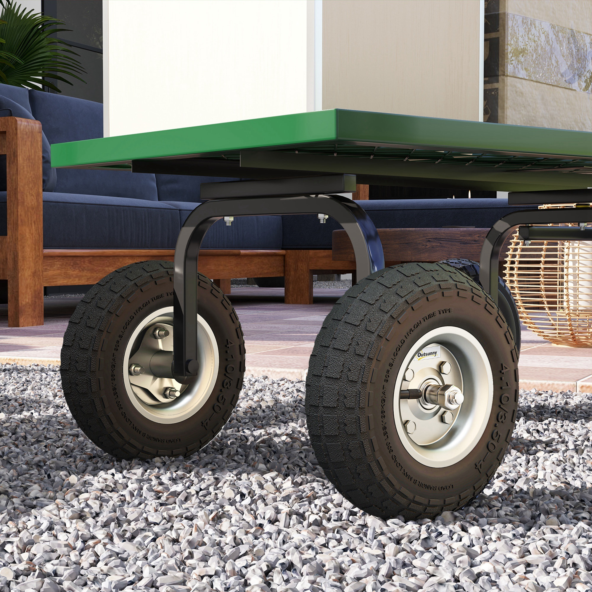 Juego de 4 Ruedas para Carretilla, Neumáticos de Goma Ø255 x 75 mm, Ruedas de Repuesto, Eje de 16 mm, Carga 80 kg, para Carros de Mano y Carritos de Jardín, Negro