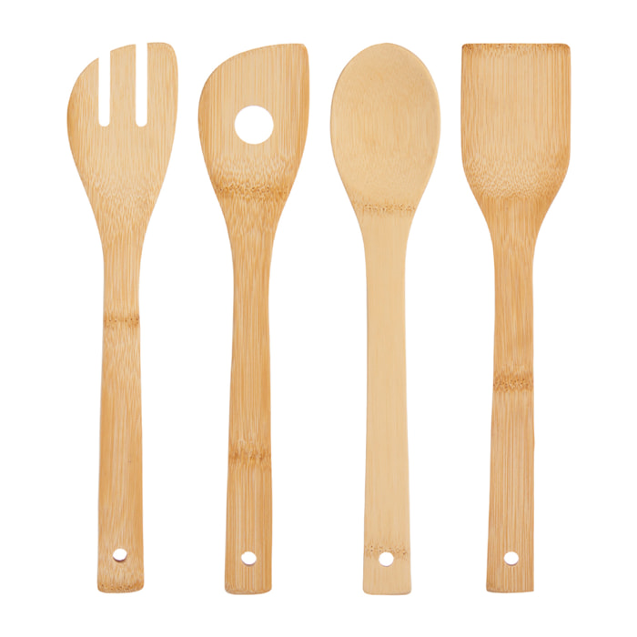 Set di utensili da cucina in bambù. 4 pezzi.