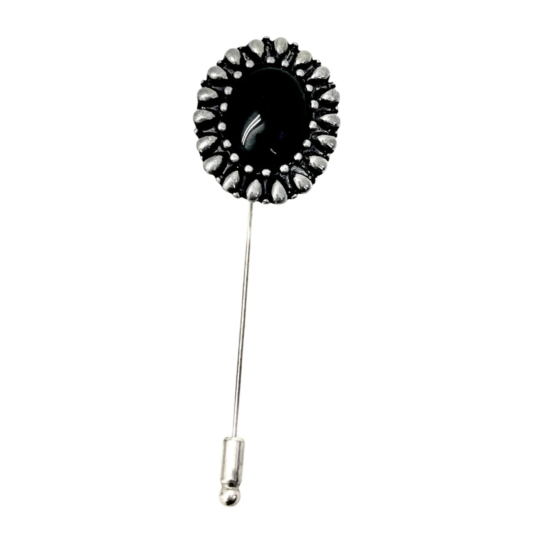 Broche-Alfiler Camafeo negro plata vintage 10µ